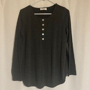 Ivory Button Accent Long Sleeve MaternityTop | Small